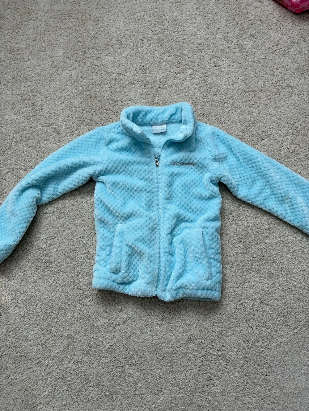 Columbia Light Blue Fuzzy Full-Zip Fleece